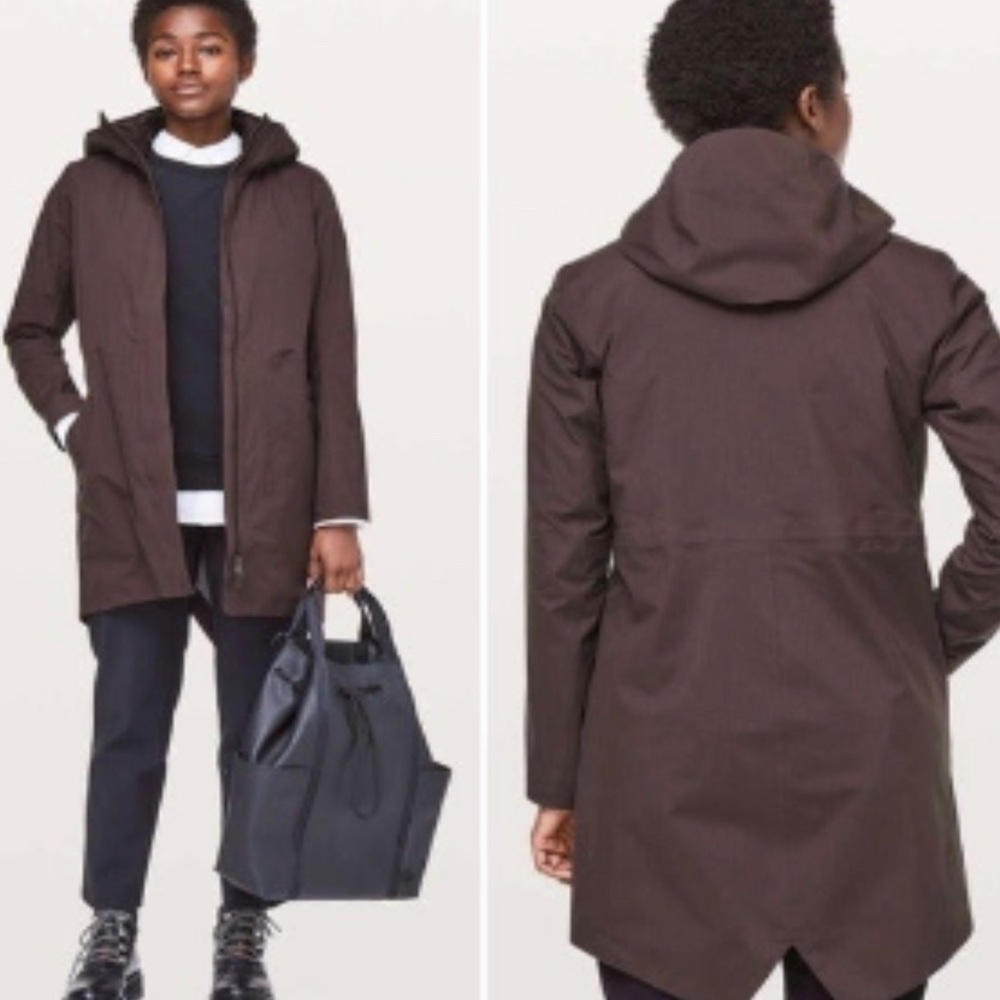 lululemon athletica Brown Hooded Raincoat